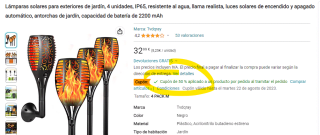pack de 4ud Lámparas solares para exteriores de jardín,IP65, por 16,50€