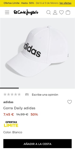 Gorra Daily adidas blanca por 7,45€.