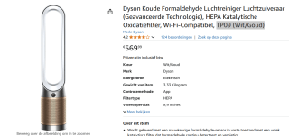 Dyson Purifier Cool Formaldehyde - TP09 voor €569,99 bij Amazon