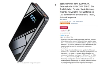 Debopo 20.000mAh 20w powerbank met zaklamp voor €15,33 via Amazon