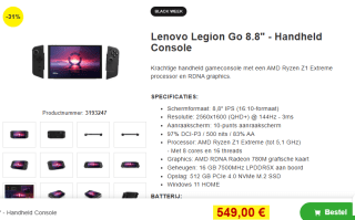 Lenovo Legion Go 512GB Zwart voor €549 bij Proshop