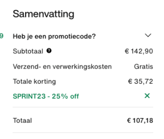 25% EXTRA korting op alles (dus ook de sale )