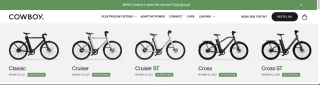 Kortingscode voor €1000 korting op Cowboy fietsen