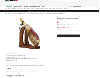 El Pozo Selección Serie Oro jamón curado Reserva pieza 8 Kg por 59,90€