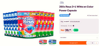 Reus 3+1 Witte en Color Power Capsule 260 stuks voor €39,95 bij Ibood