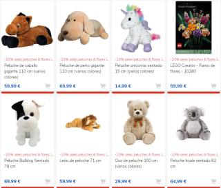 20% dto en selección de peluches y flores Lego
