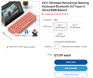 Gather a wireless mechanical gaming keyboard at eBay for £11.39