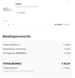 adidas Karlie kloss trainer xx92 sneakers voor €23,99 dv code bij Otrium