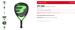 Pala de Pádel Bullpadel Sky Power Verde por 36,35€