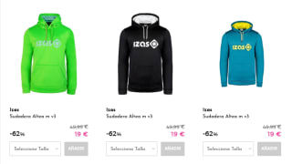 Sudaderas marca Izas desde solo 14€ desde un 70% descuento
