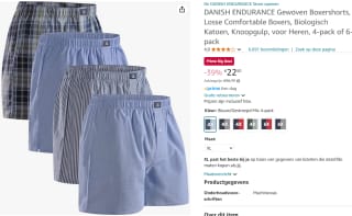 4-Pack DANISH ENDURANCE bio katoenen boxers voor €22,50 met Amazon Prime