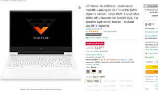 Portatil gaming HP Victus 16-e0053ns 16.1" por 649€