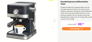 Hyundai Electronics Espresso koffiemachine Tazza voor €69,99 bij Actievandedag