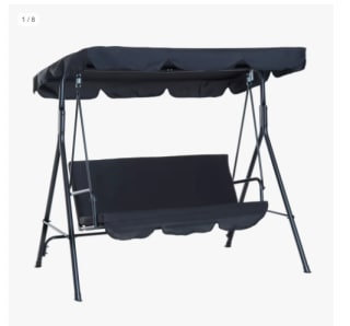 Columpio de Jardín de Metal con Parasol de 3 Asientos con Cojín y Techo Ajustable por 64.99€