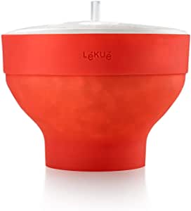 Lékué Recipiente para cocinar Palomitas, Rojo, 20 cm por 13,52€.