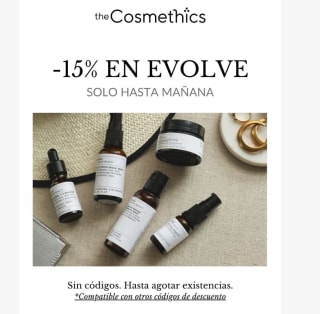 -15% de descuento en la marca Evolve desde The Cosmetics