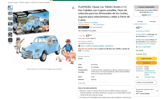 Classic Car Citroën 2 CV caballos con capota extraíble PLAYMOBIL por 30,09€