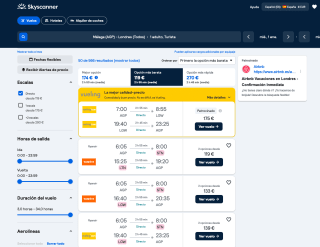 Vuelos Málaga - Londres desde 119€ con Skyscanner