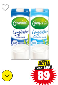Campina Langlekker houdbare melk voor €0,89 bij Dirk