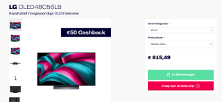 LG OLED48C56LB 48 incH OLED evo AI C5 4K TV 2025 voor €765,49 na cashback bij Smitsarnhem