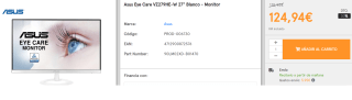 Monitor Asus VZ279HE-W 27" LED IPS FullHD por 124.9€