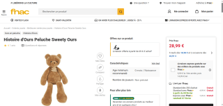 Peluche Histoire d'Ours - Sweety Chou Ours à 28,99 €