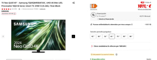 TV Neo QLED 65" Samsung TQ65QN90DATXXC, UHD 4K por 1.011€