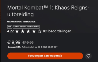 Mortal Kombat™ 1: Khaos Reigns-uitbreiding voor €19,99 in de Playstation Store