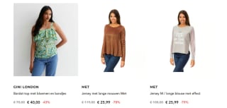 Diverse dames blouses tot 80% korting bij Secret Sales