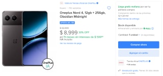 OnePlus Nord 4 256GB con 30% de descuento en tienda oficia de Mercado Libre