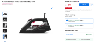 Plancha de Vapor Taurus Geyser Eco Easy 2800 por 29€