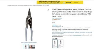 |KWB|Tijeras de hojalatero rectas 250 mm f. curvas anchas/corte recto corto por 6,90€