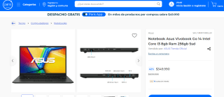 Notebook Asus Vivobook Go 14 Intel Core I3 8gb Ram 256gb por $349.990