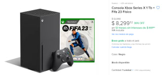 Xbox Series X 1 TB + FIFA 23 por $8,300 en Mercado Libre