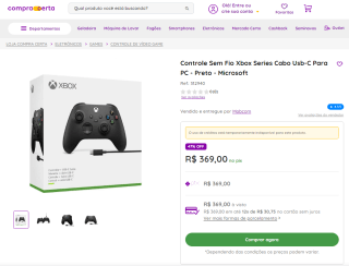 Controle da Microsoft Xbox Series - R$ 369,00