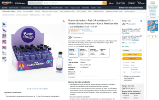 Puerto de Indias pack 24 miniaturas ginebra 5cl por 20,31€