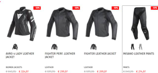 50% korting op motorkleding bij Dainese