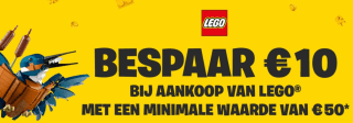 €10 korting op LEGO bij minimale besteding van €50 bij Smyths Toys