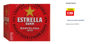 Estrella Damm 12-pack voor €7.99 bij de Lidl