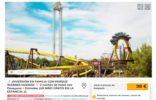 Estancia de 2 noches en el Ibis Madrid Fuenlabrada con entradas incluidas al Parque Warner Madrid y niño gratis por 98€pxp m2p