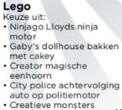 Diverse LEGO voor €6,99 per stuk bij Vomar