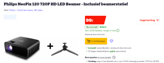 Philips NeoPix 120 720P HD LED Beamer - Inclusief beamerstatief voor €99 bij Bol.com