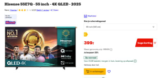 Hisense QLED 55E7Q (2025) voor €369 na cashback bij Bol