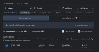 Vuelos ida y vuelta Málaga - Tenerife desde 42€