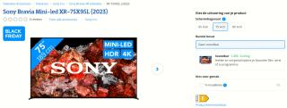 Sony Bravia XR-75X95L Zilver, Zwart voor €2499 bij Coolblue