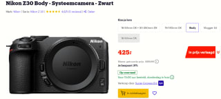 Nikon Z30 Body - Systeemcamera - Zwart voor €425 bij Bol.com
