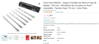 Arcos Serie Madrid Juego 6 Cuchillos de Mesa por 9,50€