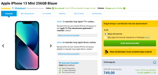 Apple iPhone 13 mini (256 GB) - blauw voor €749 bij Belsimpel