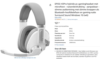 EPOS H3 PRO Hybrid Gaming Headset Wit voor €61,12 bij Amazon