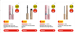 1+2 gratis op Mascara A-merken zoals L'oreal Paris, Maybelline, Max Factor en Rimmel Bij kruidvat